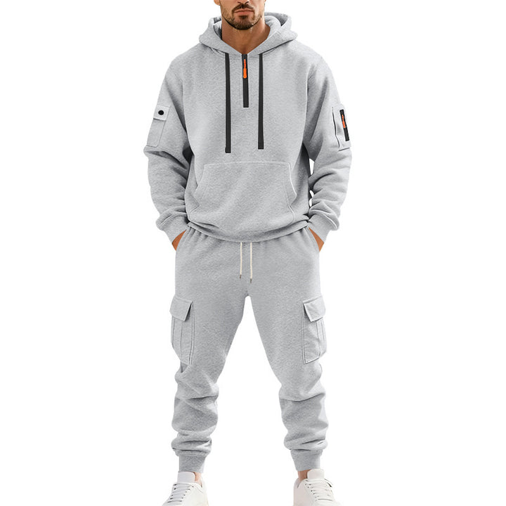 Men's nan technical cargo tracksuit with half zip, hood and multiple pockets Mune Fashion