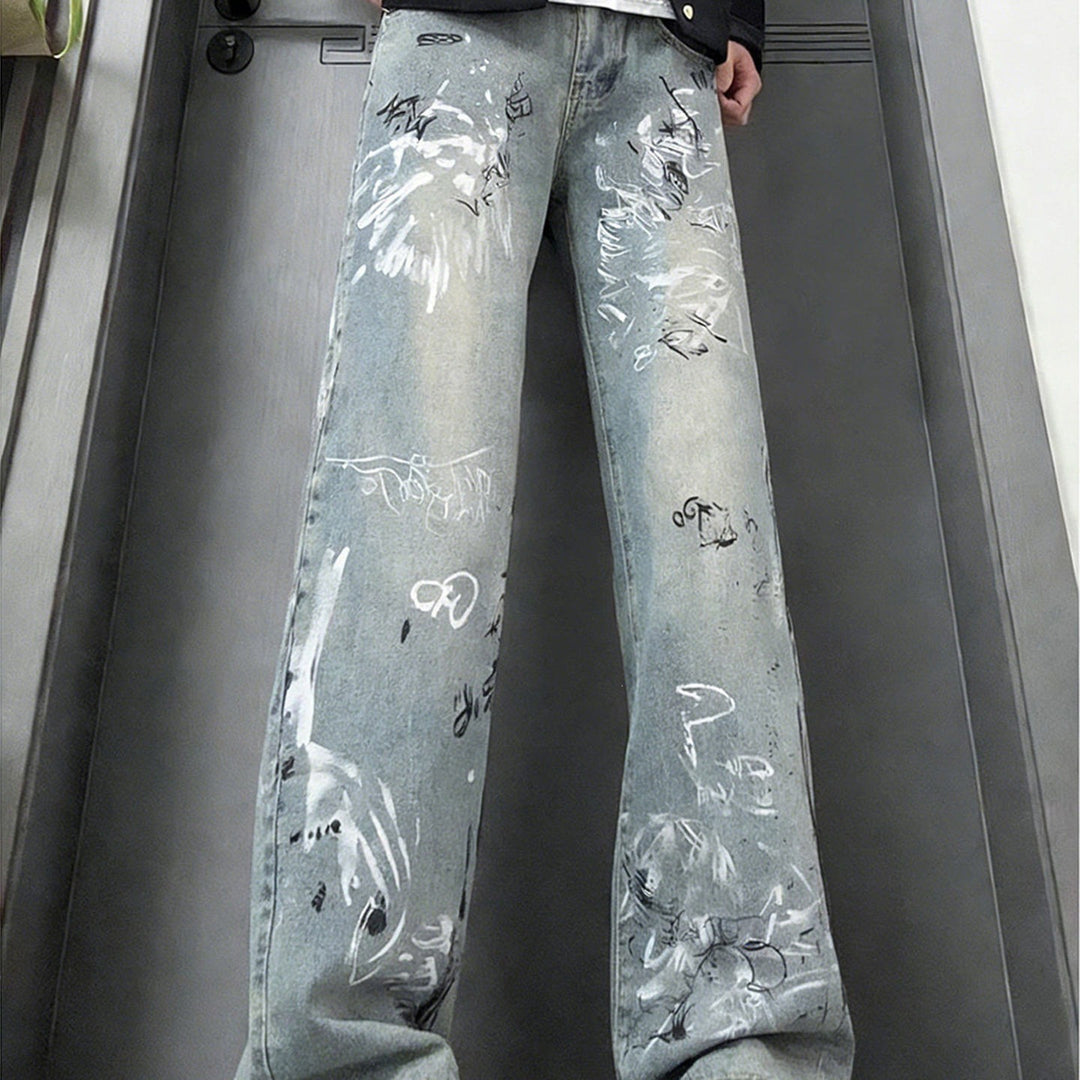 Women's Fashionable Graffiti Jeans Mune Fashion