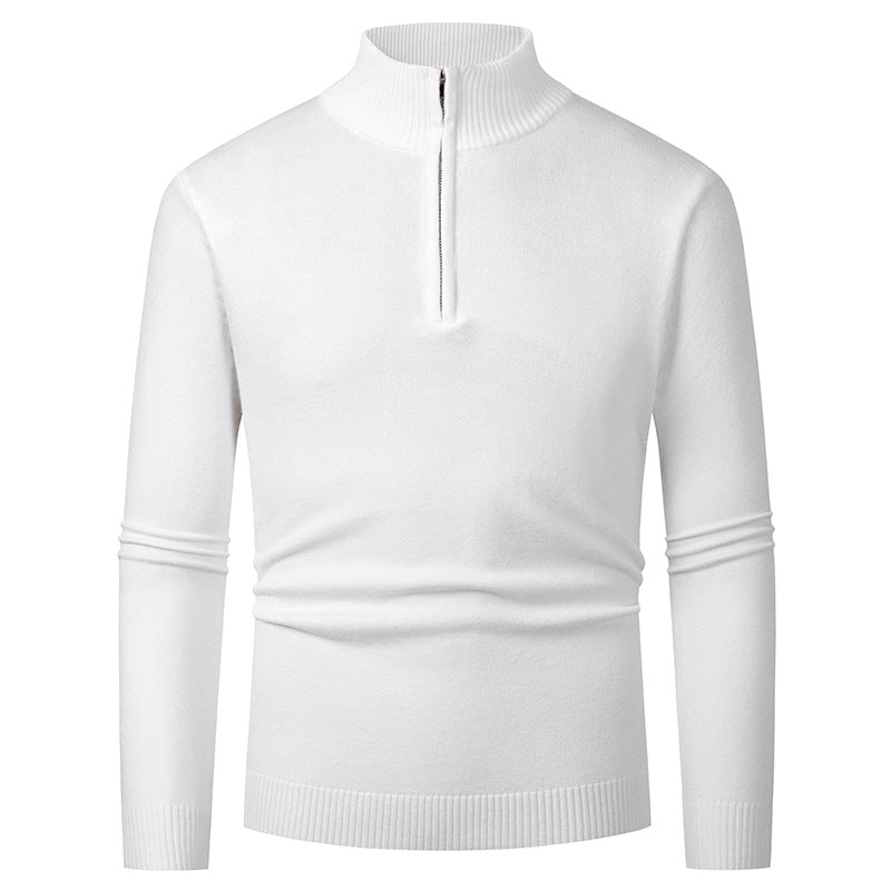 Men's fine knit troyer with half zipper, slim silhouette and contrasting stand-up collar Mune Fashion