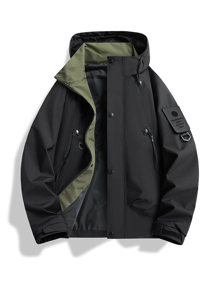 Men's waterproof urban hardshell jacket with welded seams, adjustable hood and utility arm pocket Mune Fashion