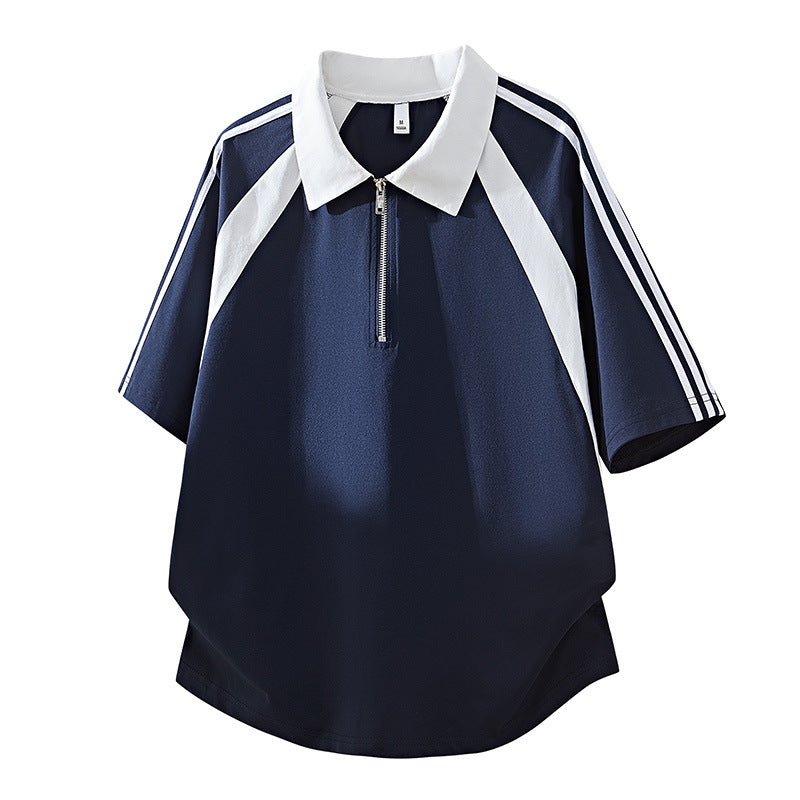 Men's sporty polo shirt with zipper