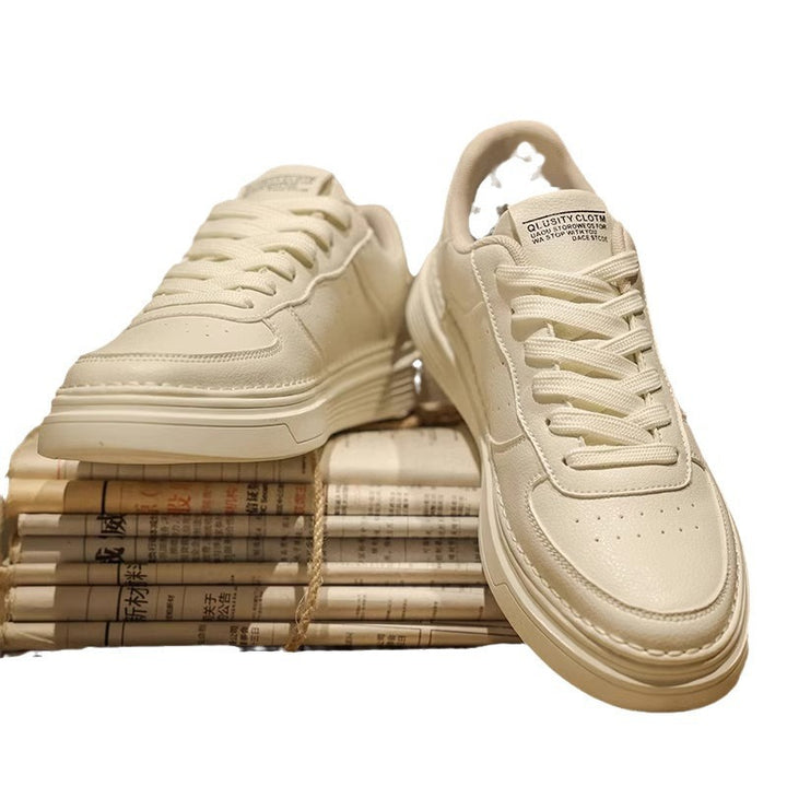 Unisex minimalist leather look platform sneaker with padded heel collar and shock-absorbing lightweight sole Mune Fashion