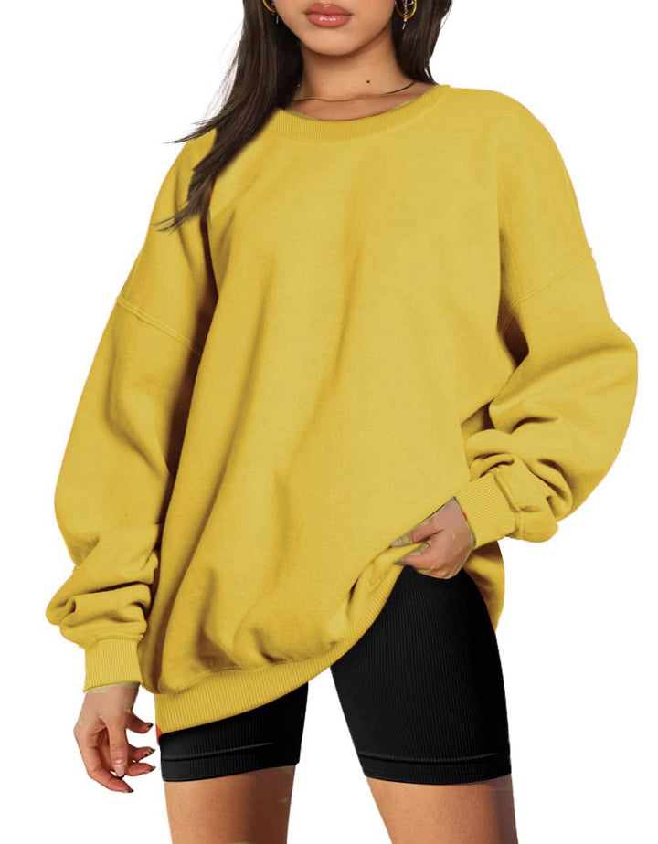Women's extra long oversized sweatshirt with balloon sleeves, ribbed hem and brushed interior Mune Fashion