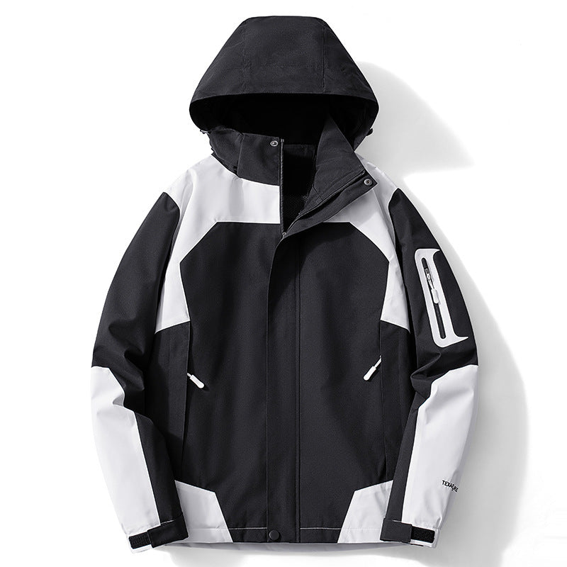 Men's technical softshell hooded jacket with contrast panels and zippered sleeve pocket Mune Fashion