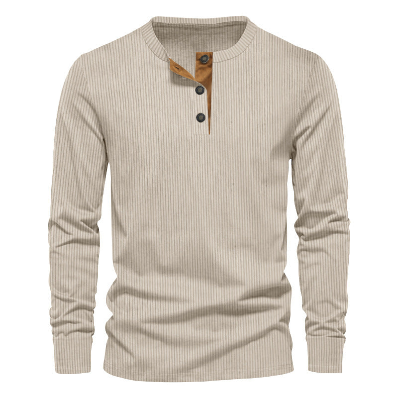 Men's ribbed thermo henley made of cotton blend with three-button placket and elastic cuffs Mune Fashion