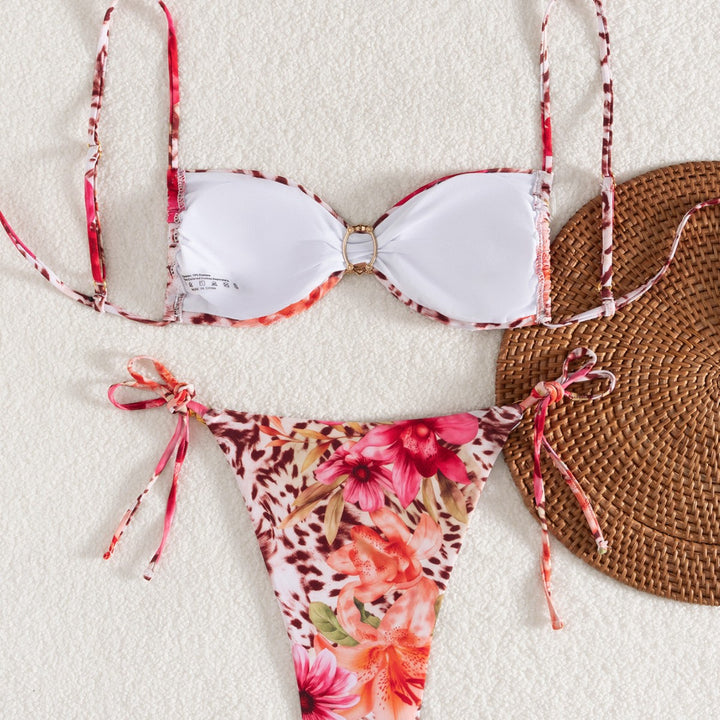 Women’s bandeau bikini with floral design and golden accents Mune Fashion