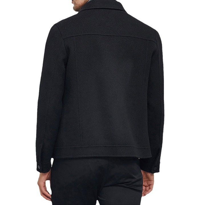Men's Boxy Wool Blend Blouson Jacket with Hidden Snap Placket and Side Pockets Mune Fashion