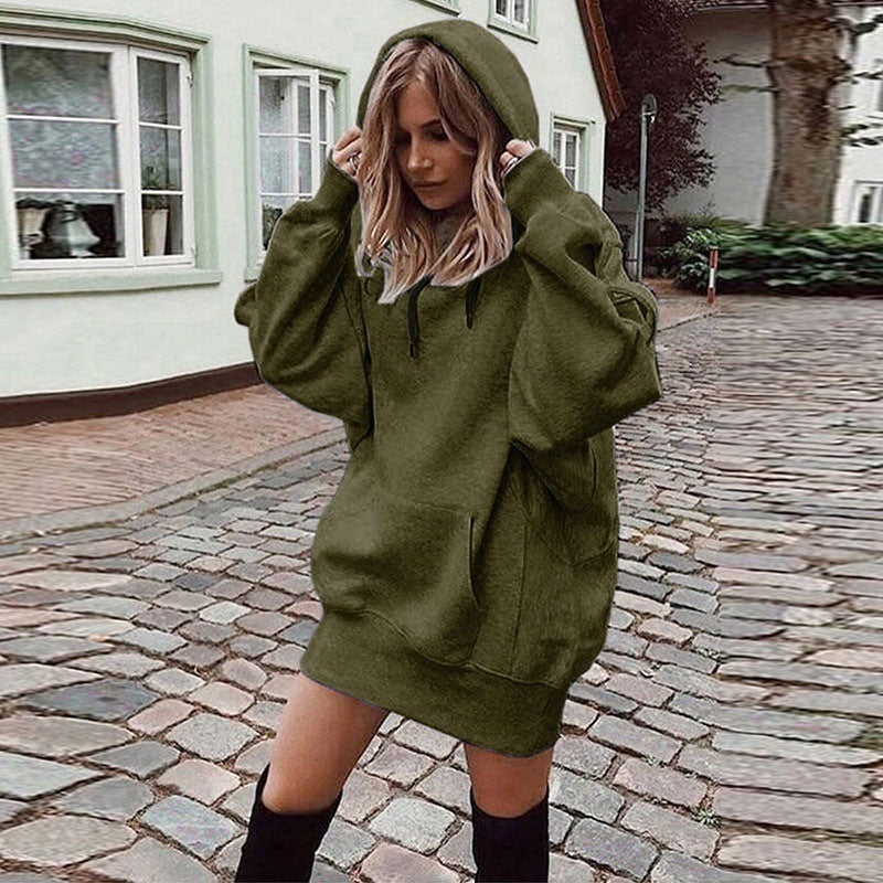Women Oversized Hoodie Dress with Kangaroo Pocket Mune Fashion