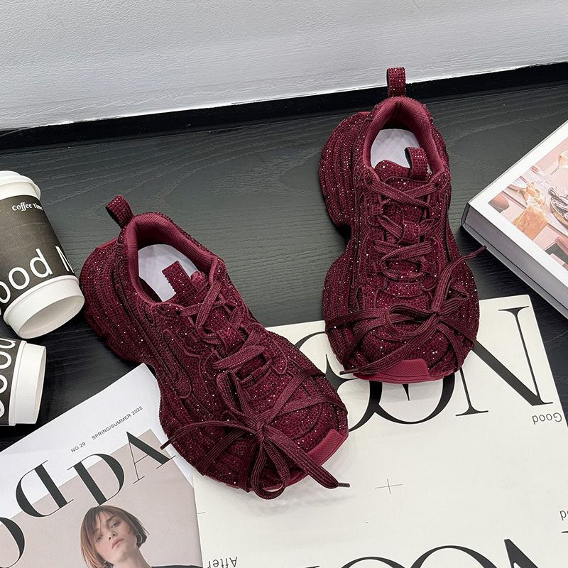 Women's sporty glittering chunky sneakers with padded comfort Mune Fashion