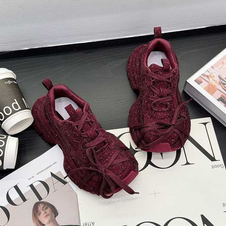 Women's sporty glittering chunky sneakers with padded comfort Mune Fashion
