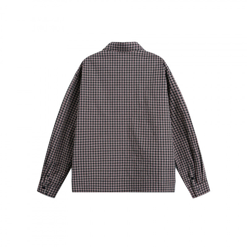 Men's Boxy Overshirt in a fine check pattern with a continuous button placket and a patch chest pocket Mune Fashion