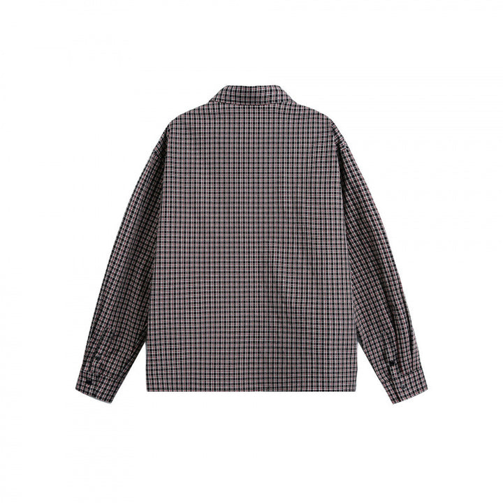 Men's Boxy Overshirt in a fine check pattern with a continuous button placket and a patch chest pocket Mune Fashion