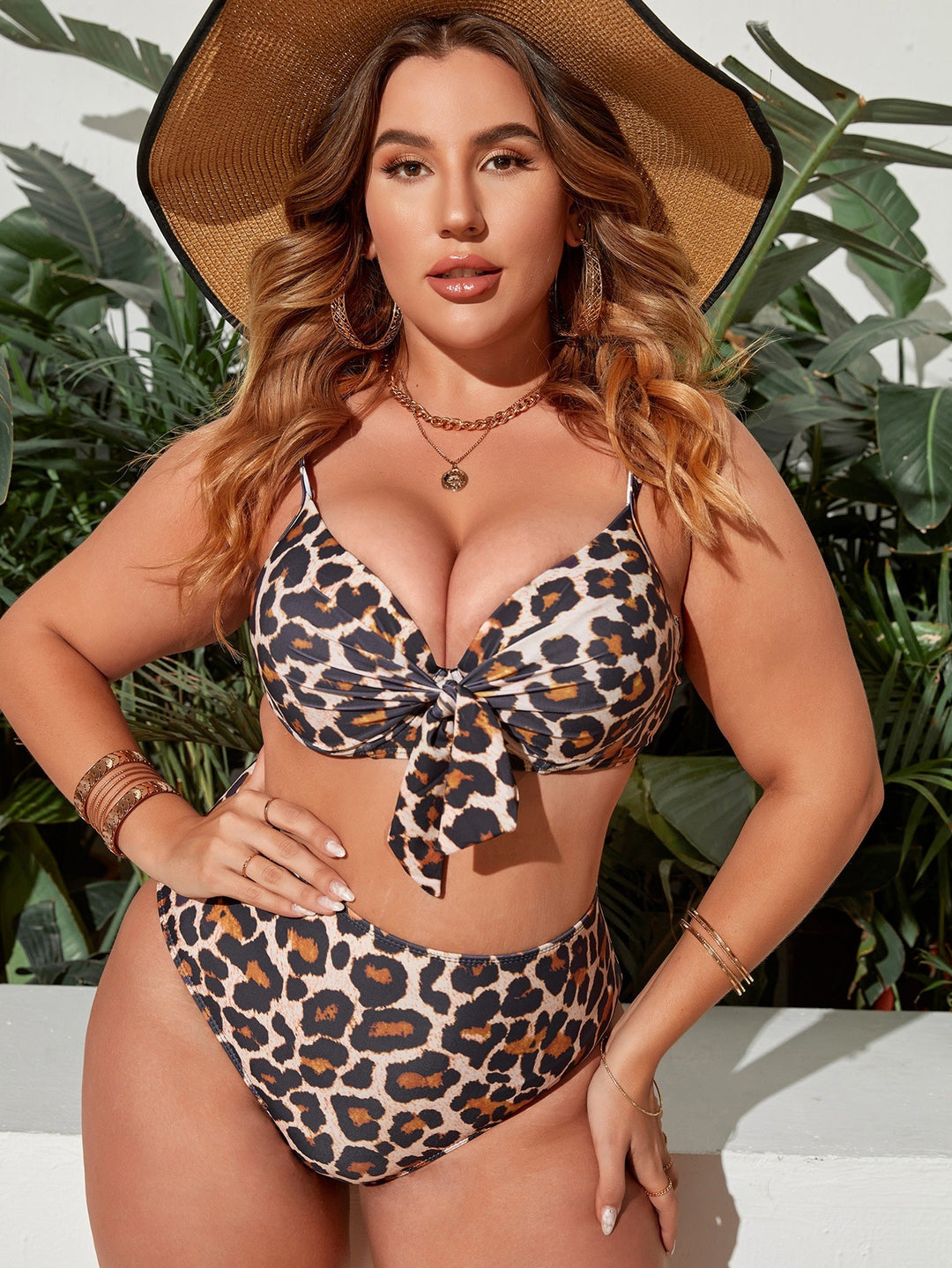 Women High-Waisted Triangle Bikini Set with Bow Detail Mune Fashion