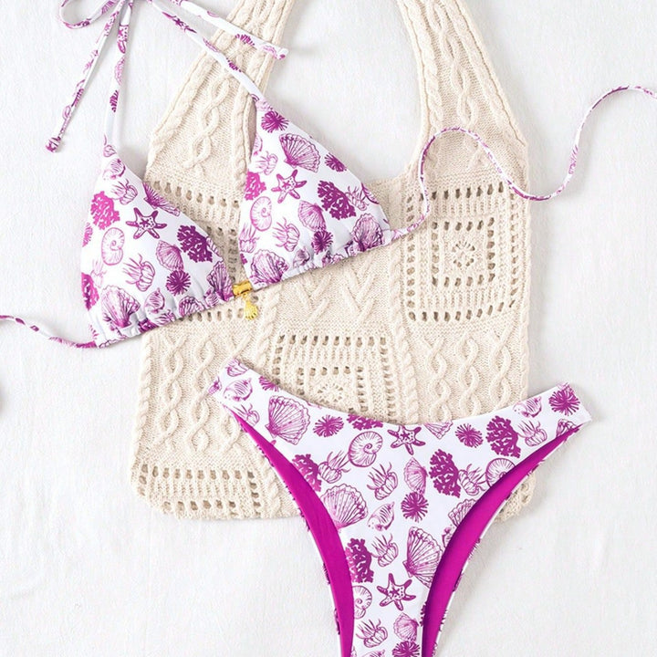 Women's Polka Dots Triangle Bikini with Adjustable Straps Mune Fashion