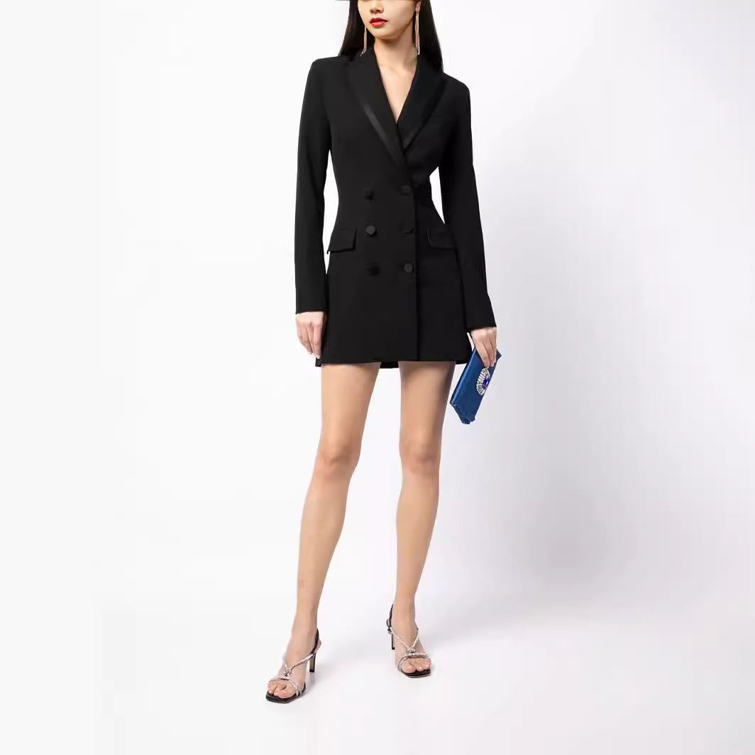 Women's Short Blazer Dress in Double-Breasted with Tailored Fit Mune Fashion