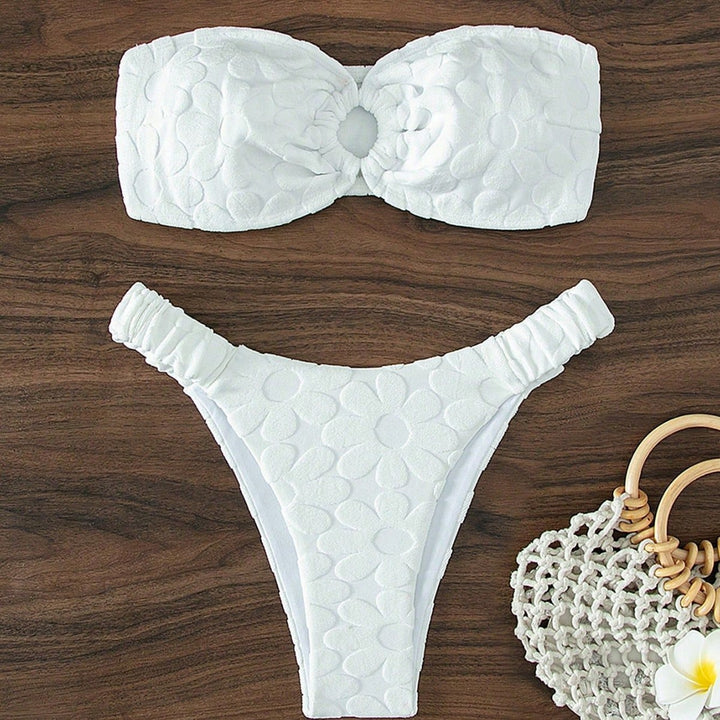 Ladies bandeau bikini with floral texture Mune Fashion