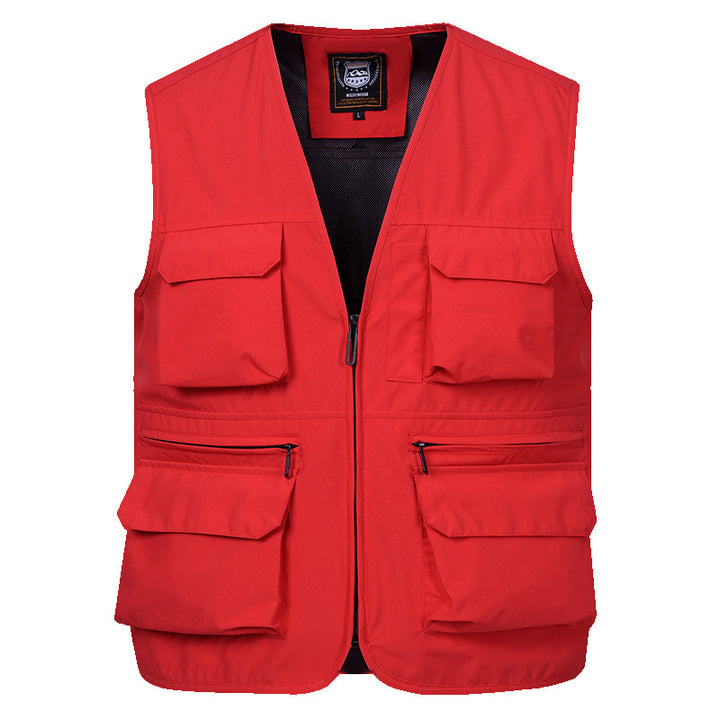 Men's multi-pocket utility vest with full-length zipper, breathable mesh lining, and large capacity flap and zipper pockets Mune Fashion