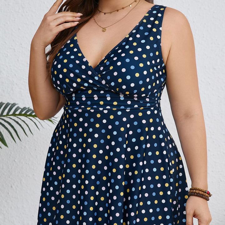 Women's summer beach dress with stylish V-neck and polka dot design Mune Fashion