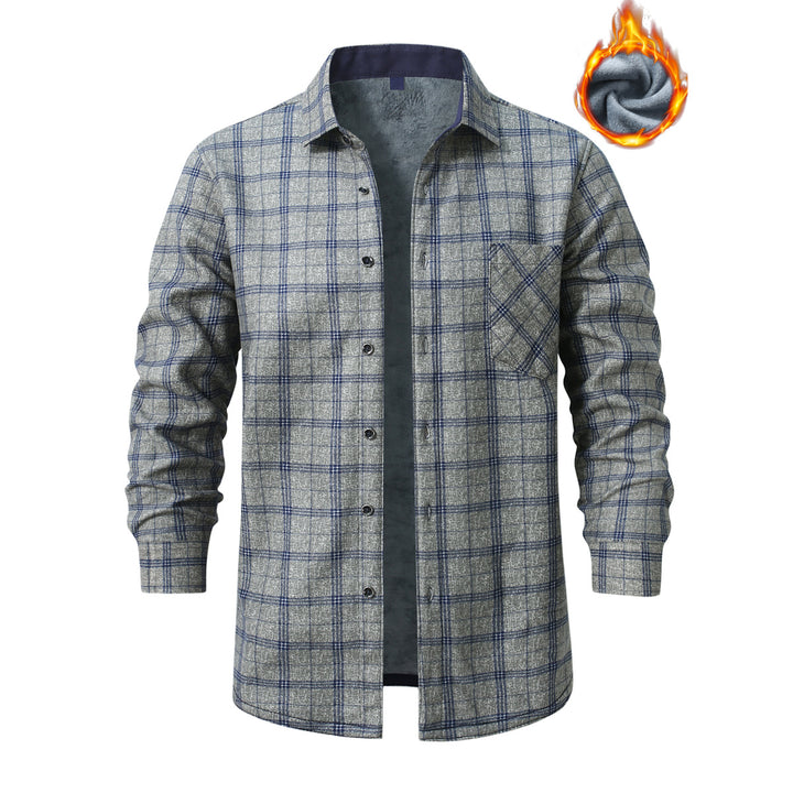 Men's checked flannel shirt with warming fleece lining and patch chest pocket Mune Fashion