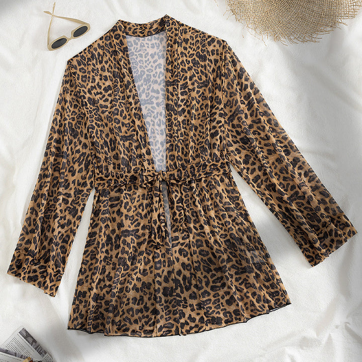 Women's airy beach cover-up with trendy leopard print Mune Fashion