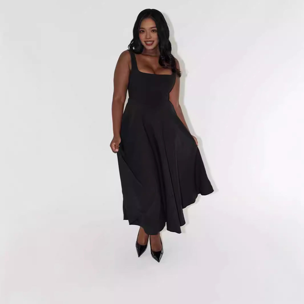 Women's A-line maxi dress with square neckline and flowing fabric Mune Fashion
