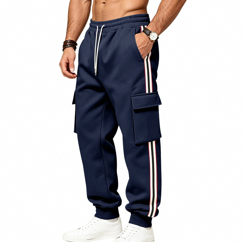 Men's cargo jogging pants with cargo pockets and side contrast stripes Mune Fashion