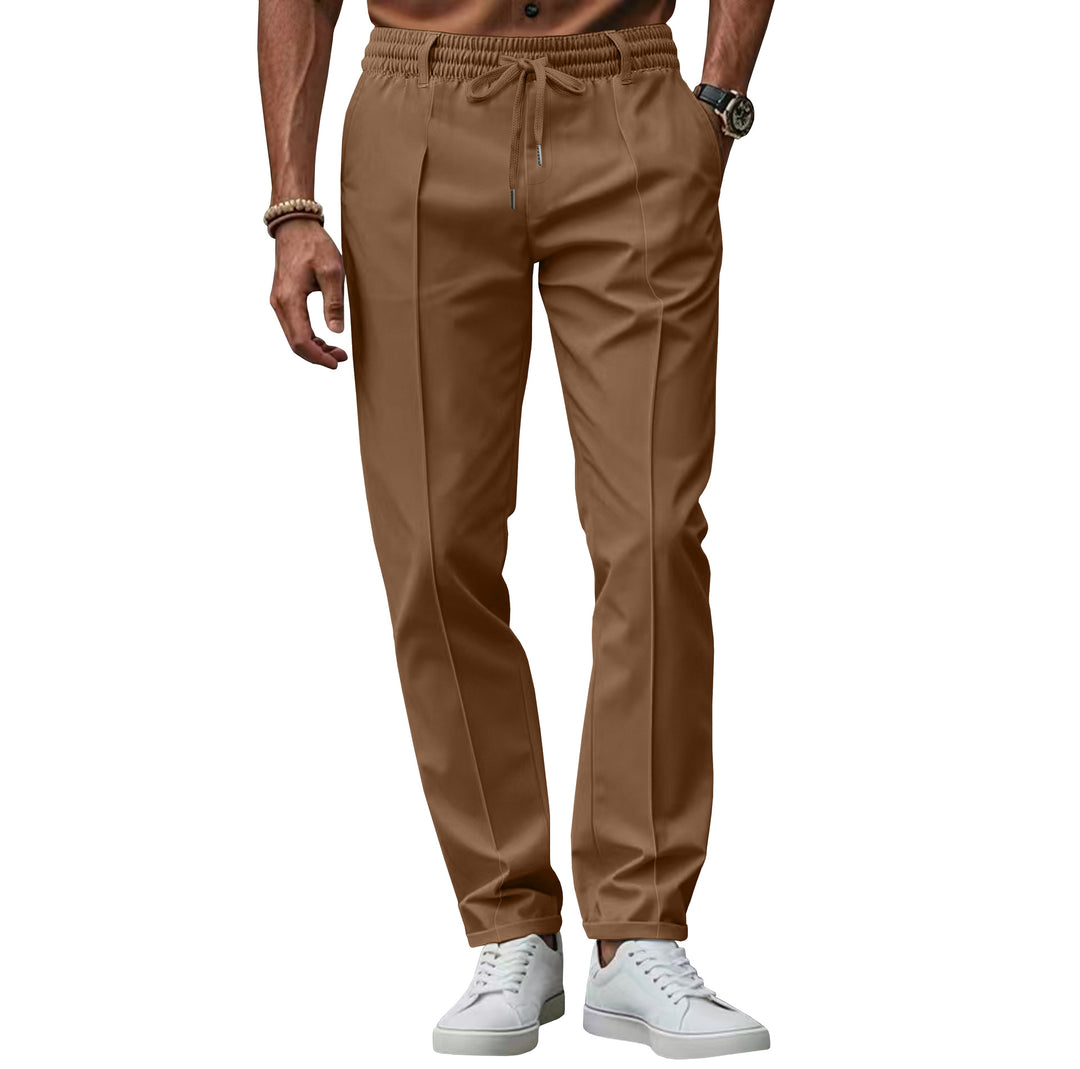 Men's casual chino jogging pants with elastic waistband and pleat Mune Fashion