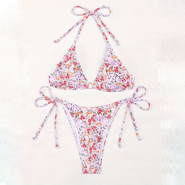 Women triangle bikini with floral pattern and adjustable ties Mune Fashion