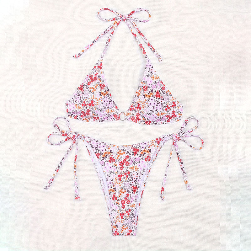 Women triangle bikini with floral pattern and adjustable ties Mune Fashion