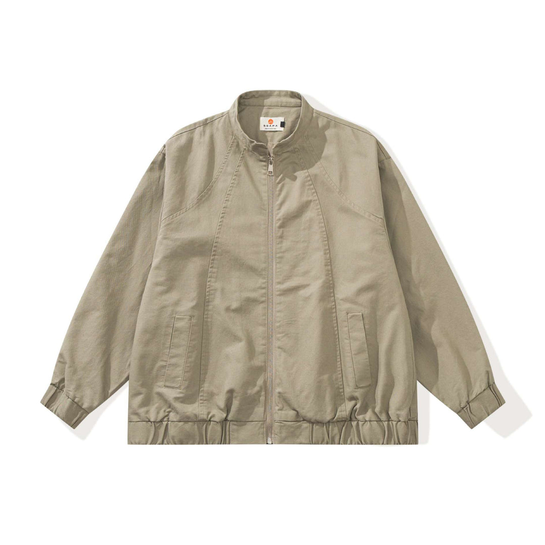 Unisex Stylishly Cut Canvas Zip Jacket with Stand-Up Collar, Drawstring Hem and Utility Pockets Mune Fashion