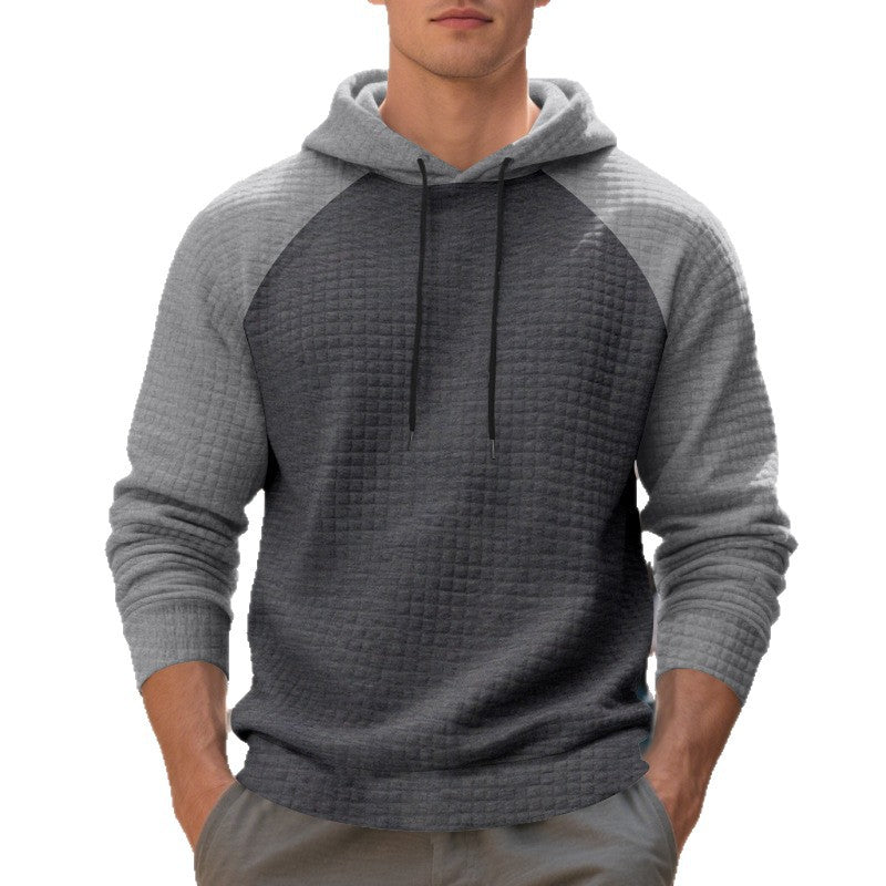 Men's structured raglan hoodie with waffle texture, drawstring hood and ribbed cuffs Mune Fashion