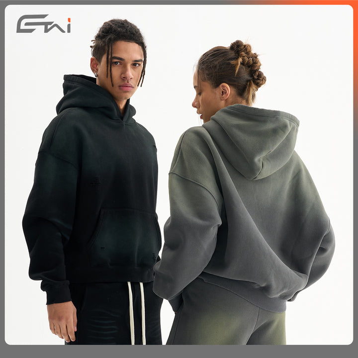 Men's Oversized Hoodie in Used Look with Kangaroo Pocket and Destroy Details Mune Fashion