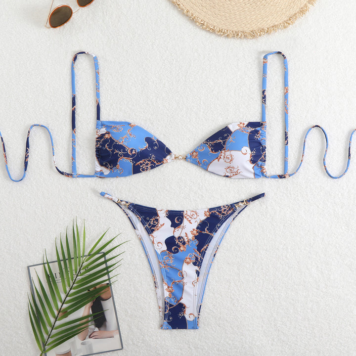 Women’s Triangle Bikini with adjustable straps and elegant floral print Mune Fashion