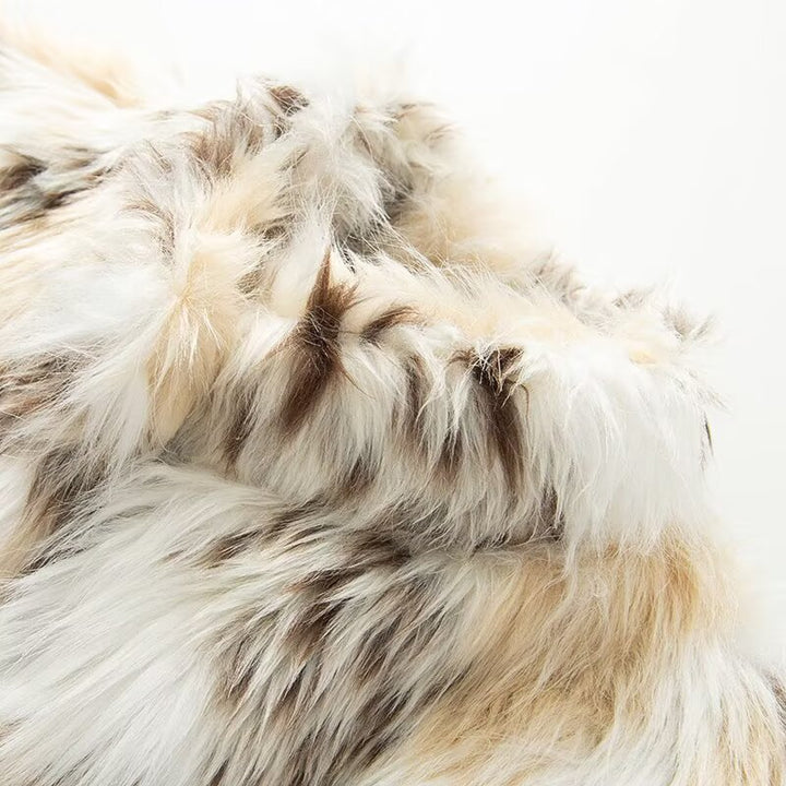 Women's short jacket made of faux fur with stand collar Mune Fashion