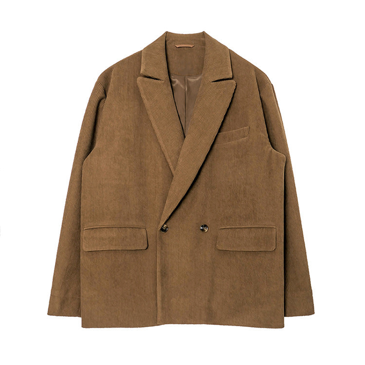 Men's Loose-Fitting Corduroy Blazer with Wide Lapels and Flap Pockets Mune Fashion