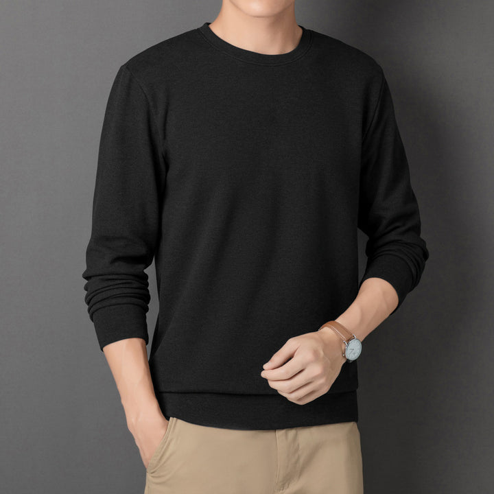 Men's Fine Crew Neck Sweatshirt made of Cotton Blend with Regular Fit and Ribbed Cuffs Mune Fashion