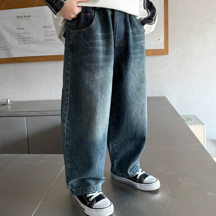 Men's loose denim pants with unique vintage wash Mune Fashion