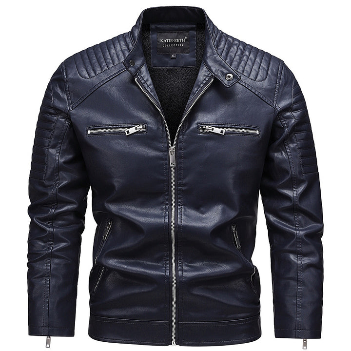 Men's Fashion Faux Leather Jacket with Zipper and Textured Accents Mune Fashion