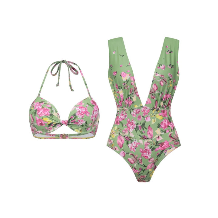 Women’s bikini set with floral cut and elegant maxi skirt Mune Fashion