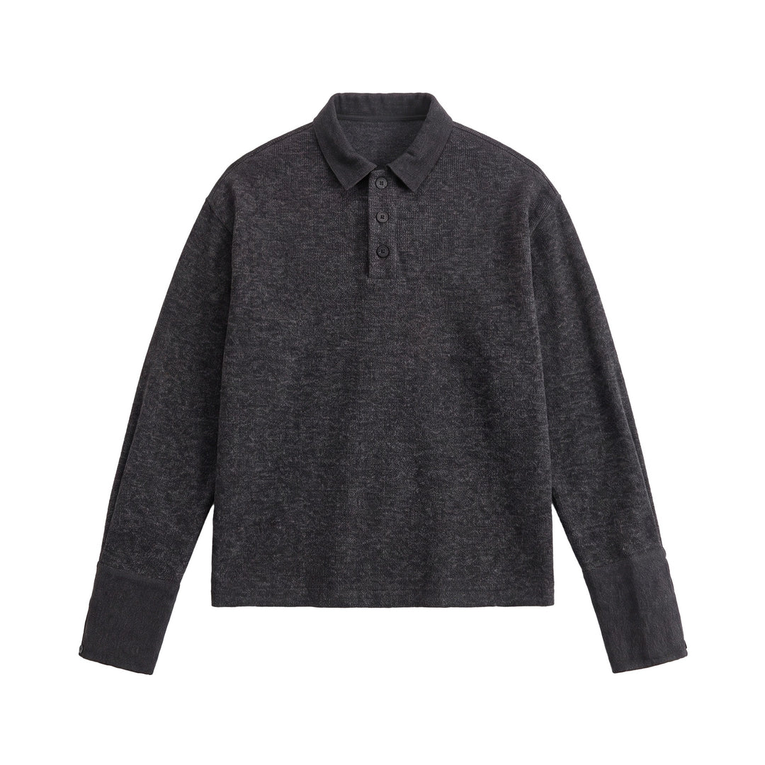Unisex Boxy Polo Sweatshirt with Contrast Collar and Extended Cuff Sleeves Mune Fashion