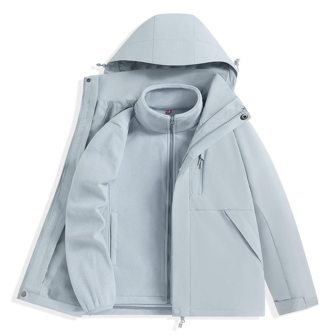 Men's two-layer outdoor parka with removable fleece inner jacket and hood Mune Fashion