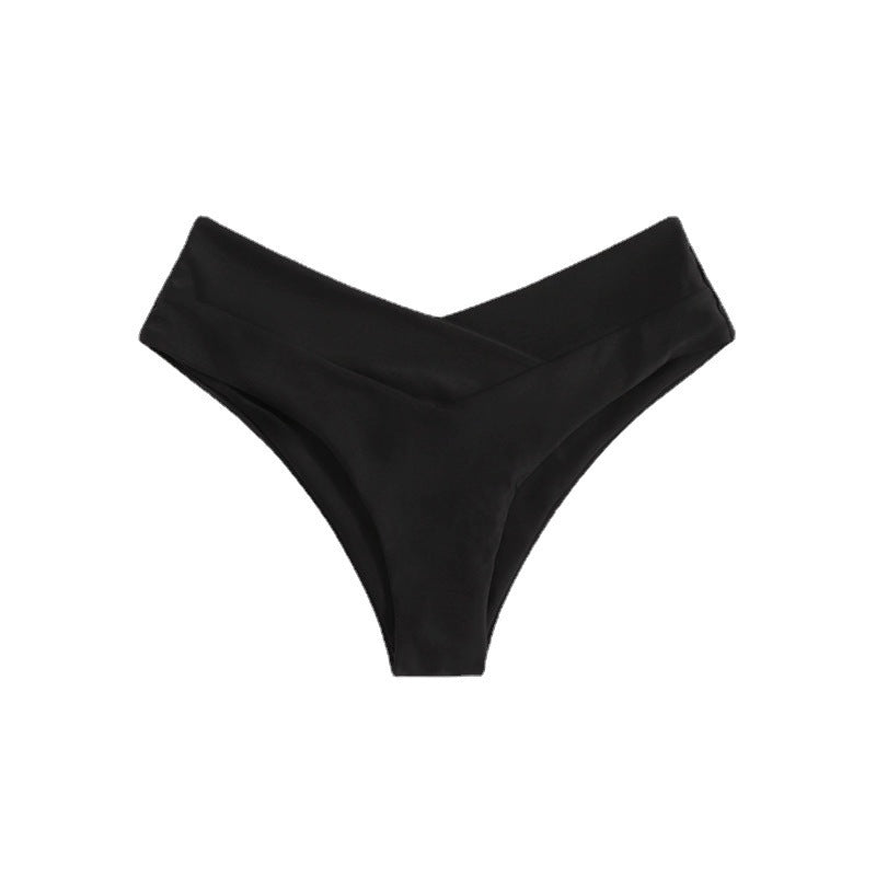 Women's High-Cut Bikini Bottom with Stylish V-Neck Mune Fashion