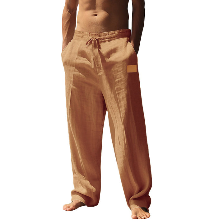 Men's extra wide linen relaxed trousers with reinforced comfort waistband, drawstring and deep side pockets Mune Fashion