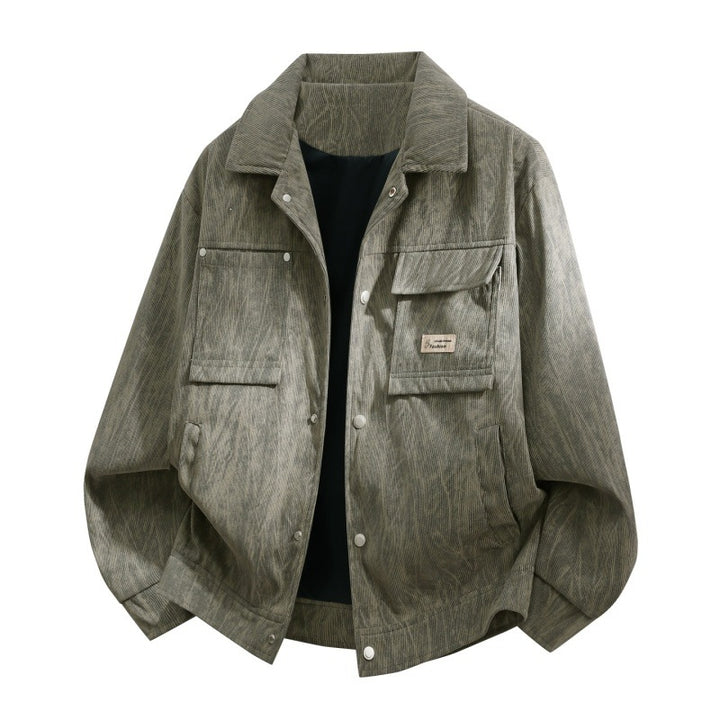 Men's utility overshirt in vintage look with snap button placket, flap pockets & brushed texture Mune Fashion