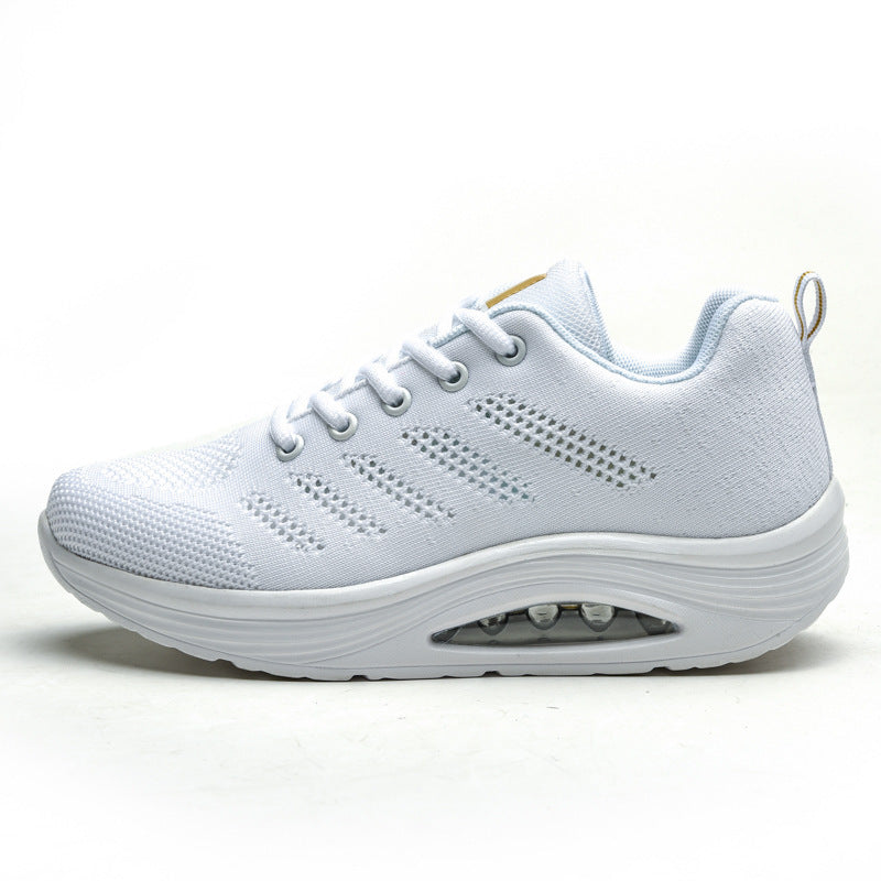 Ladies nan breathable knitted comfort walking sneakers with integrated air cushioning and ergonomic rocker sole Mune Fashion