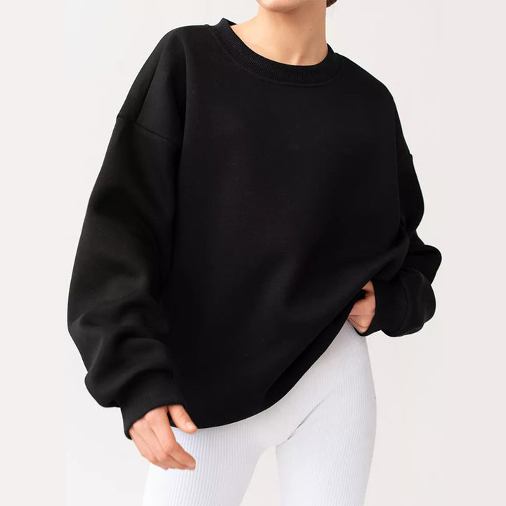 Women's oversized sweatshirt with round neckline, French terry inner lining, and dropped shoulder Mune Fashion