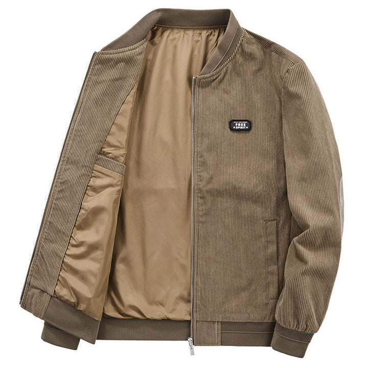Men's Lightweight Cord Blouson with Padded Inner Lining, Ribbed Cuffs and Logo Patch Mune Fashion