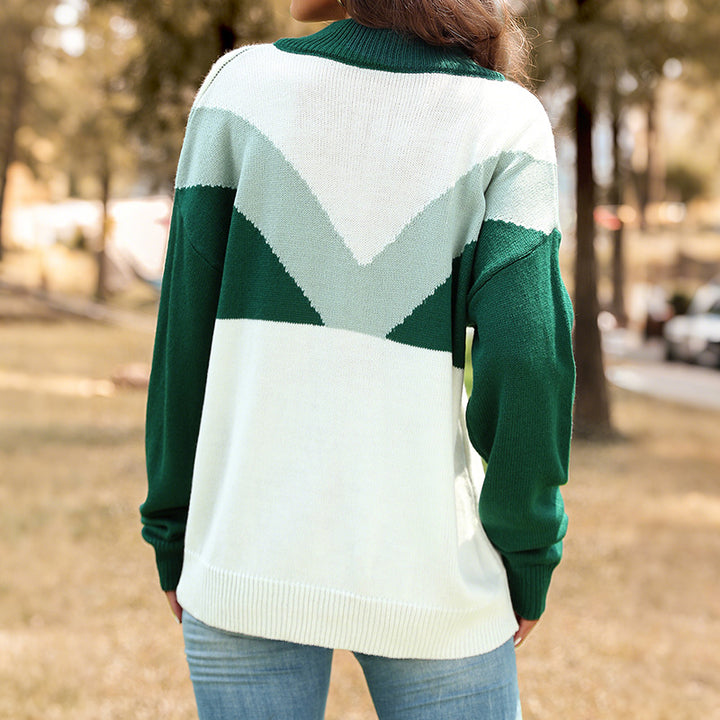 Women's Patterned Long Sleeve Pullover with Button Placket Mune Fashion