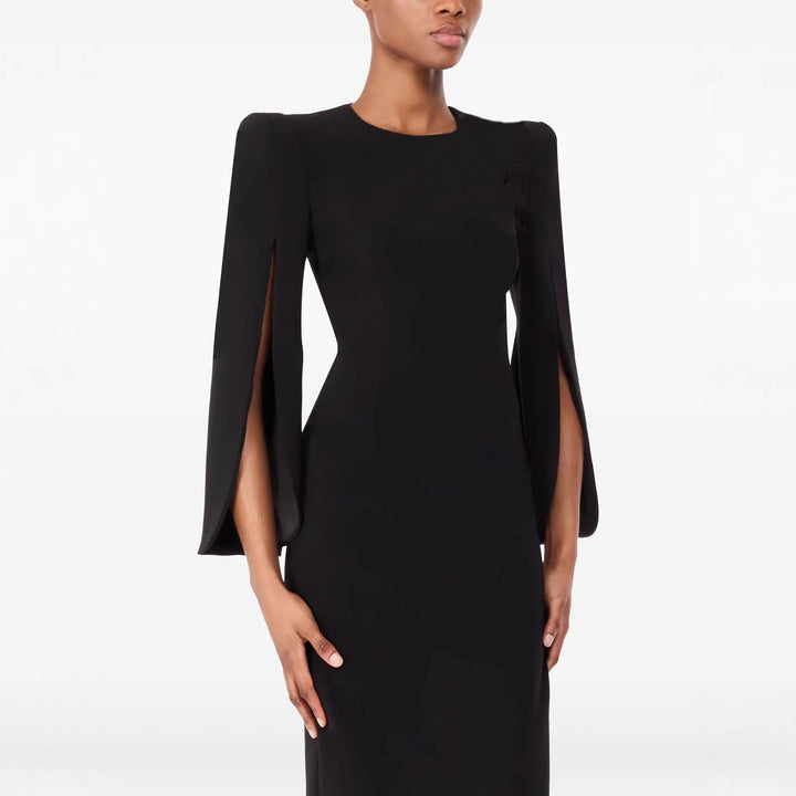 Women's Slim Evening Dress with Cape Sleeves and Tailored Cut Mune Fashion