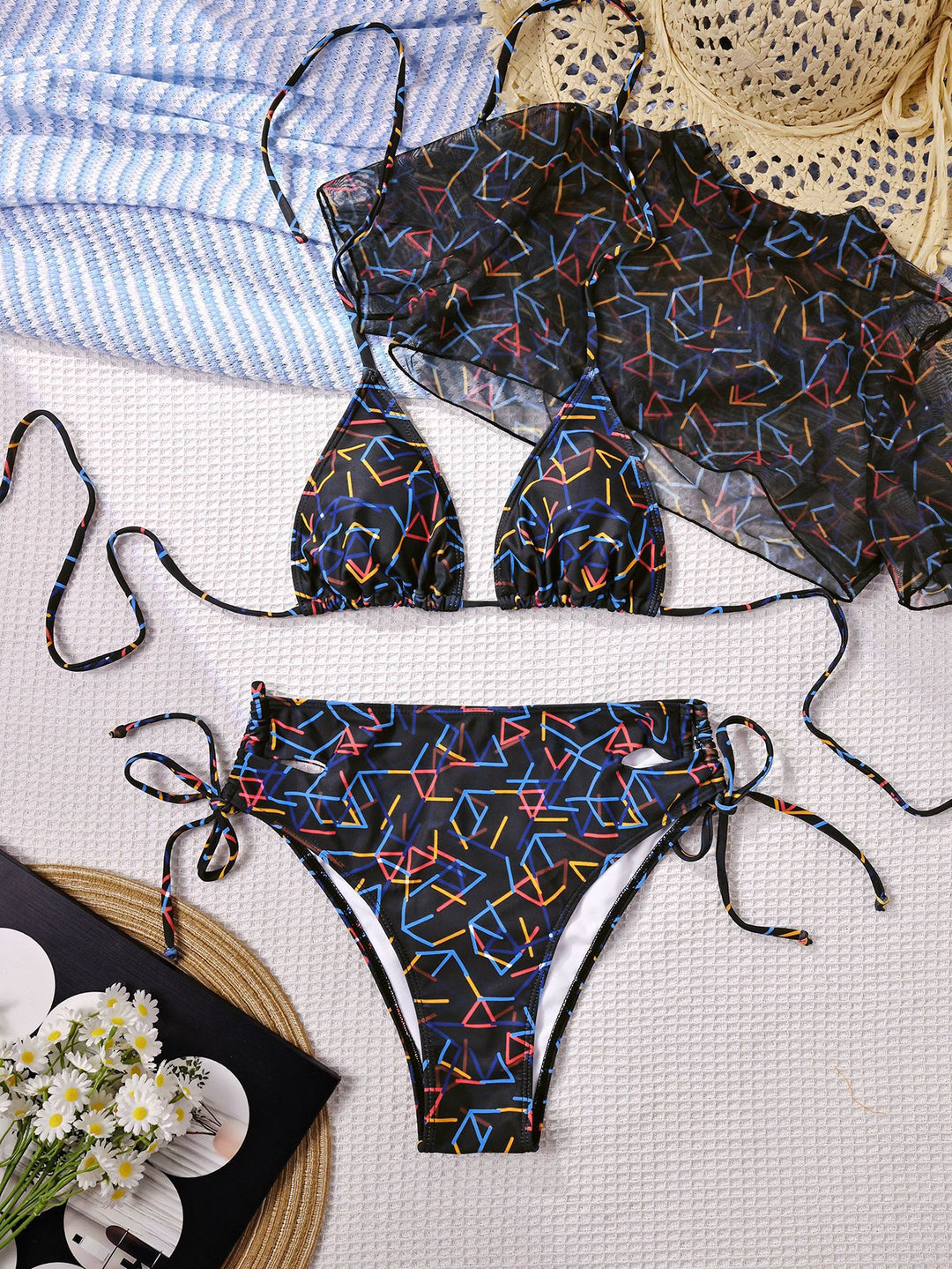 Women's Triangle Bikini with Transparent Overlay Mune Fashion